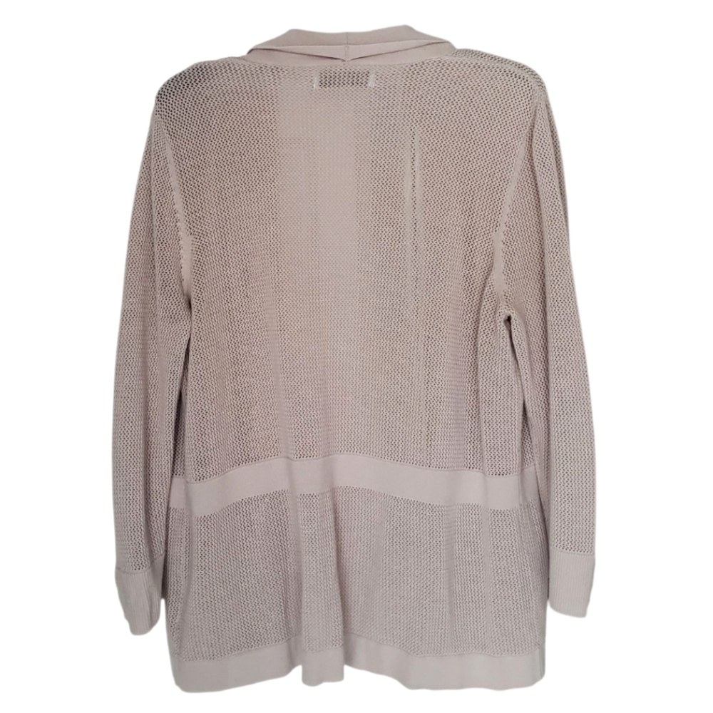 Kasper Open Front Open Weave Taupe Cardigan - XL - Picture 3 of 4